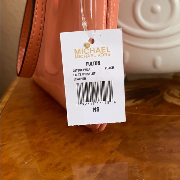 Michael Kors Fulton Wristlet, Peach Patent Leather - Picture 3 of 7